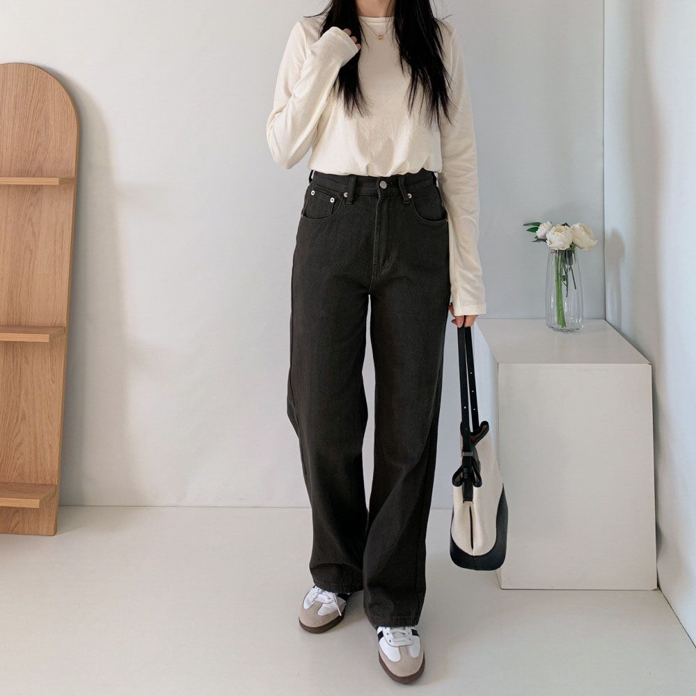 키작녀청바지 화이트진 세미와이드데님 이미지 8