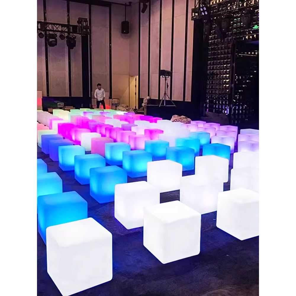 LED 큐브 의자 정원 스툴 인테리어 컬러 호텔 테이블 전선 연결 30cm - 상세 이미지 4
