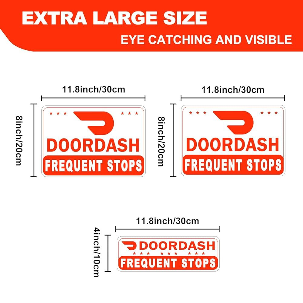 Doordash 자동차용 자석 사인, 음식 표지판 배달 자동차 운전자 트럭용 반사 차량, 배송 자석(화이트-3팩) 자석, 튼튼한 - 상세 이미지 2