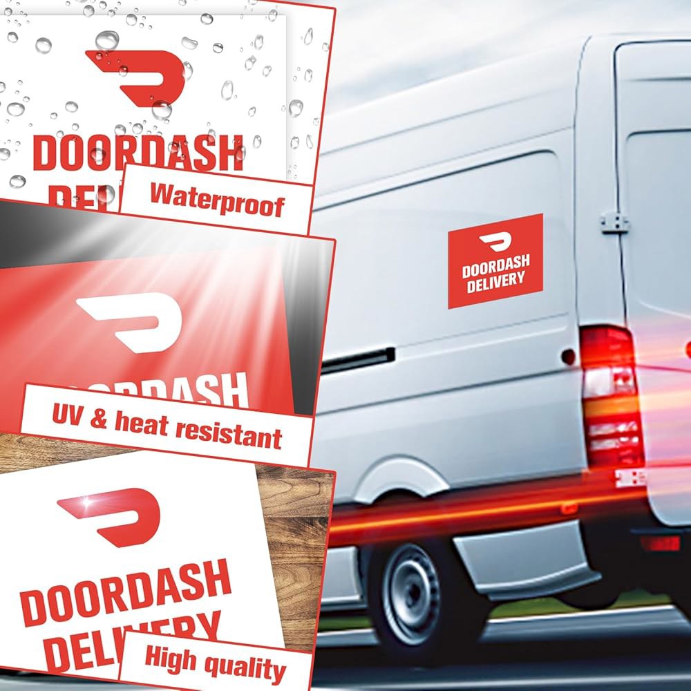 Dakchor Door Dash Delivery 자동차 4개 자석 20x25cm, 화이트, 레드 팩 앤 표지판, Light-yellow - 상세 이미지 3