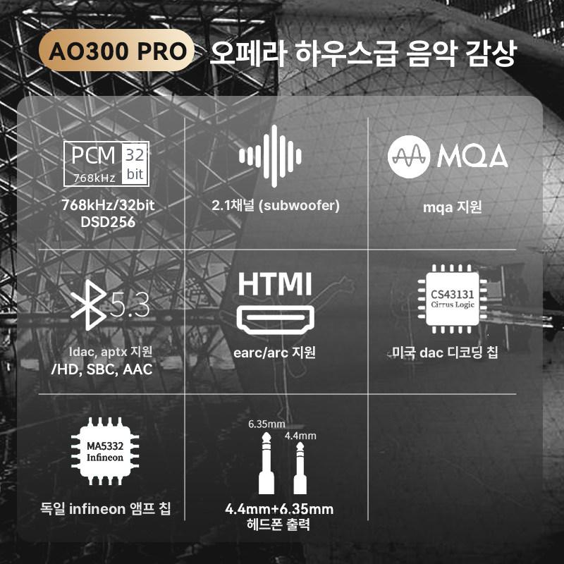 하이파이 헤드셋 가정용 스피커 DAC 데스크탑 파워앰프 AO300 PRO실버 - 상세 이미지 4