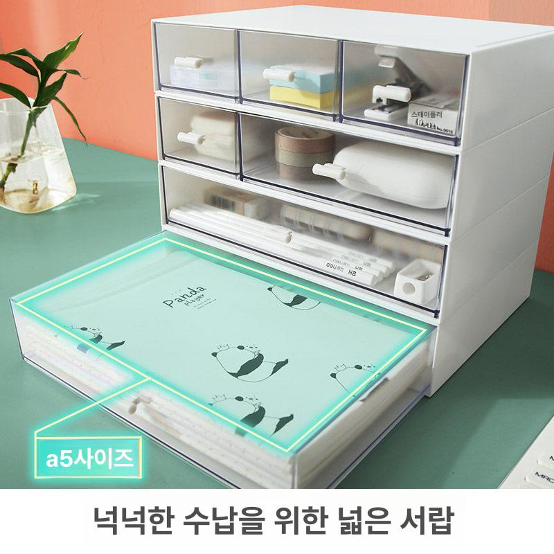 데스크 정리함 미니 서랍형 사무실 수납함 책상 소품 빙하블루 1단 1칸 - 상세 이미지 4