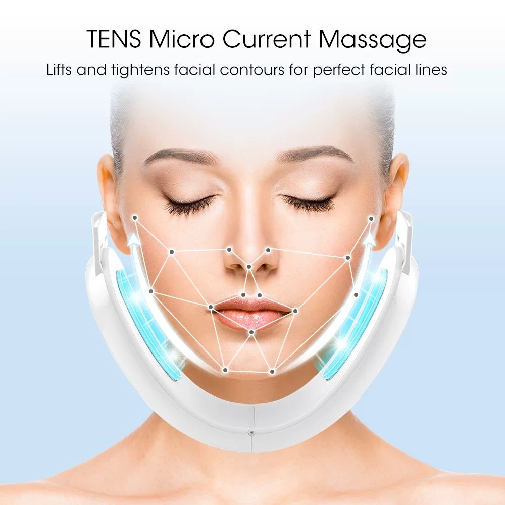 EMS 브이라인 마사지기 턱리프팅 기계 턱선 땡김이 이중턱 A. 흰색 패치가있는 중립 포장 - 상세 이미지 2