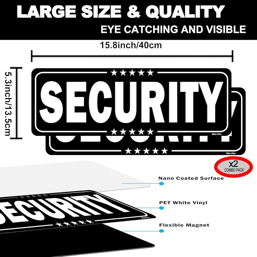 자동차용 Security Patrol 자석, 대형 (블랙-2팩) x 자동차 차량 도어 표지판, 5.3인치) 13.9cm(15.7 전문 위한 자석 경비원을 39.9 보안 반사 - 상세 이미지 3