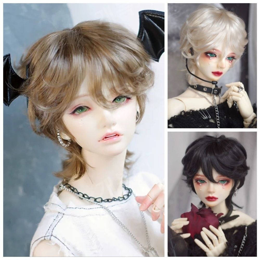 구체인형 가발 인조 가발 BJD 6점 모헤어 인형 8점 4 A. 검은색, A. 90inch - 상품 이미지
