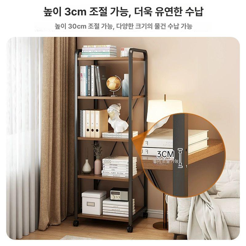 철제 수납선반 조립식 리빙 선반장 책선반 수납장 팬트리 와일드오크 37 x 36x139cm 5단 - 상세 이미지 3