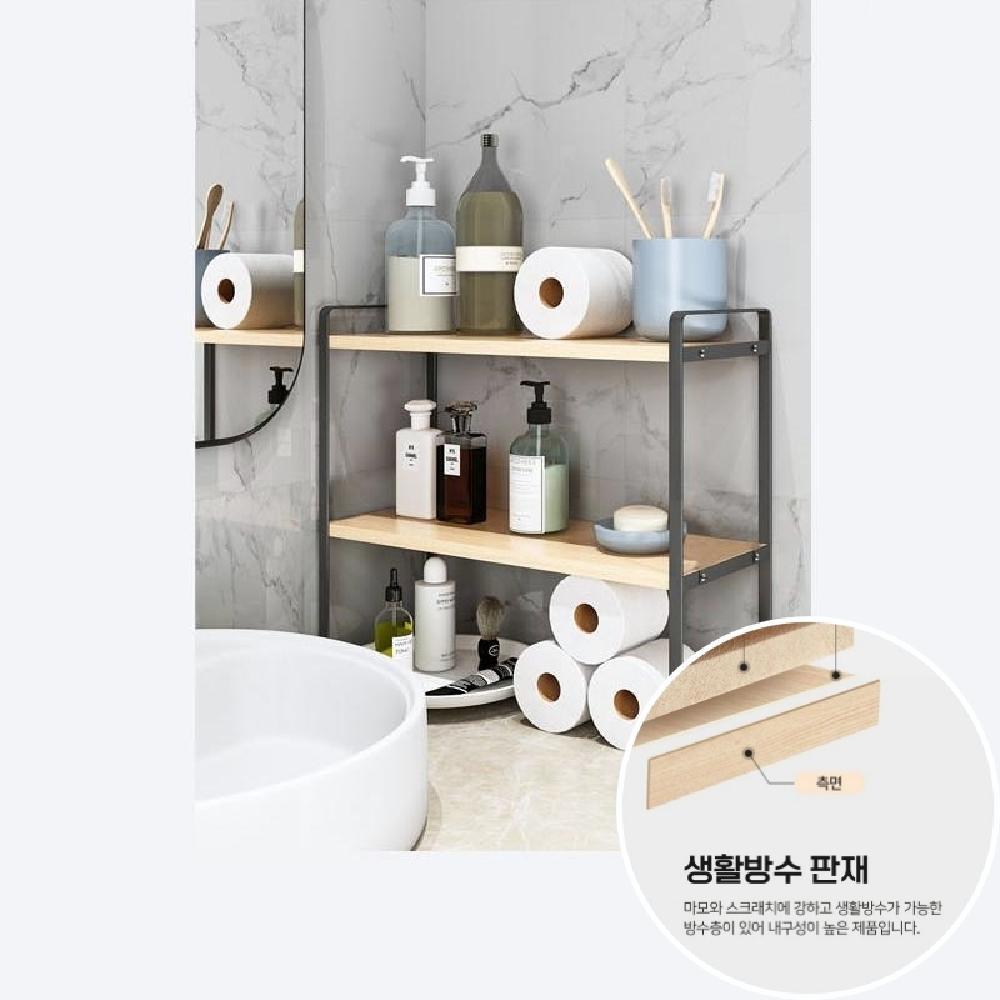 공간활용 수납선반 2단 3단 생활방수판재 욕실선반 책상정리 주방 거실 책장 틈새수납장 - 상세 이미지 2