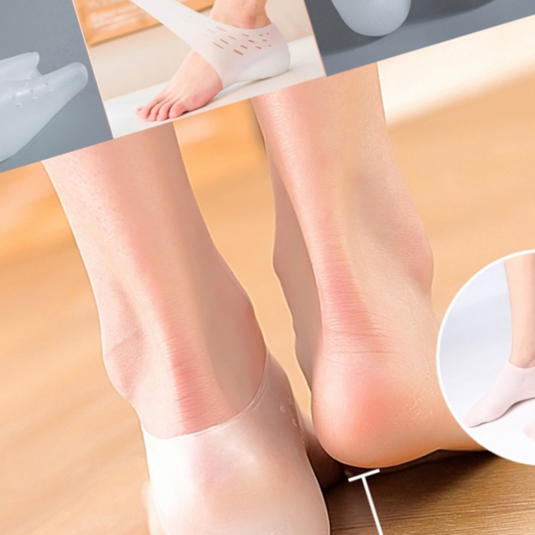 발편한 시크릿 실리콘 키높이 깔창 패드 뒷꿈치 양말 화이트 - 상품 이미지