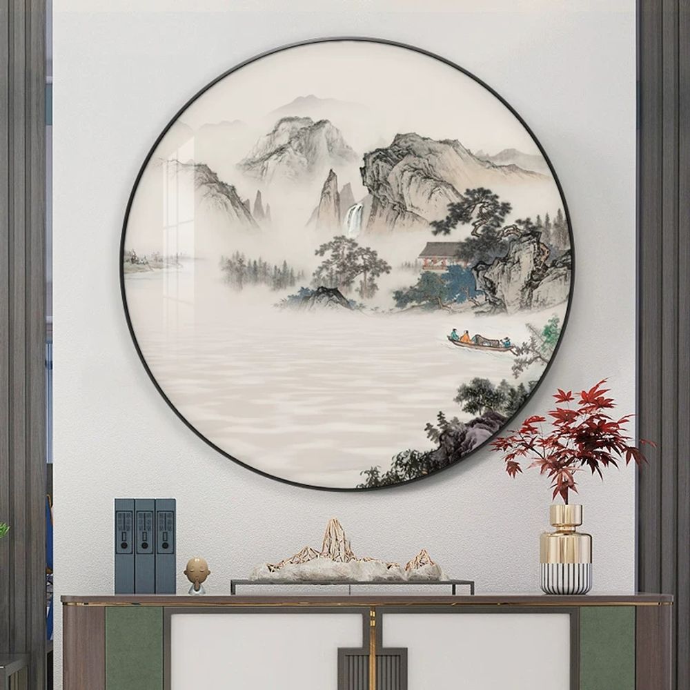원형산수화 풍경 원형 거실 액자 원형액자 그림 산수화 이미지 6
