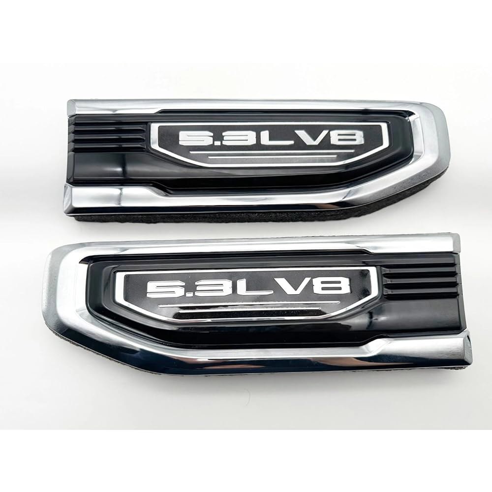 5.3L V8 벤트 데칼 엠블럼 키트 (크롬) GM 3D 86532094와 85160715 시에라 배지 운전자 GMC 호환 조수석 2019-2024 Black Red - 상세 이미지 3