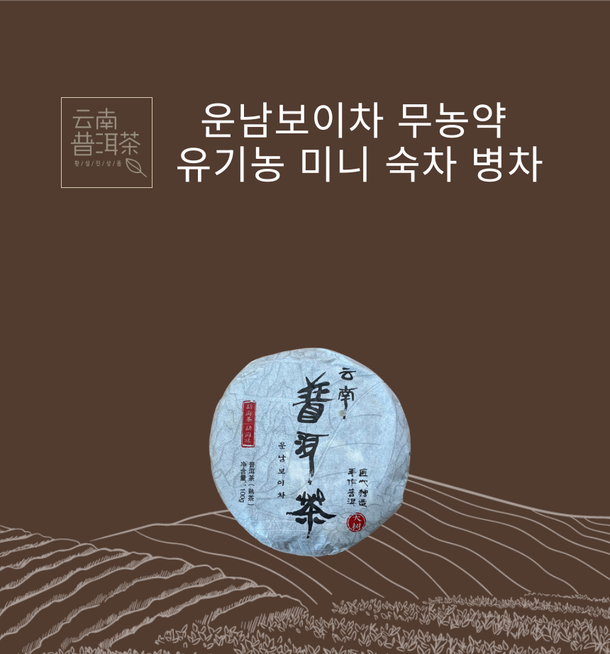 운남성 보이차 보이차재료 유기농 숙차 미니 병차 - 상품 이미지