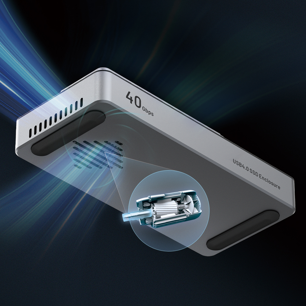 벤션 40Gbps M.2 NVMe SSD 인클로저 외장 케이스 스마트 냉각 쿨링 팬 장착 썬더볼트 5/4/3 USB4 지원 KPZH0 - 상세 이미지 4