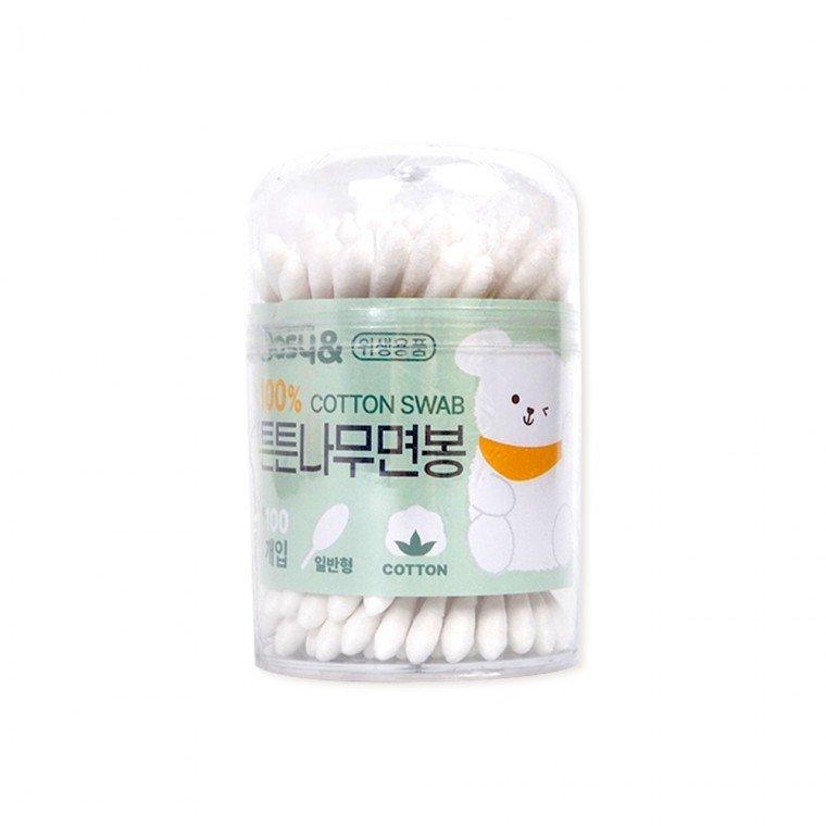 튼튼나무면봉 100P 원통면봉 멸균 유아 고급면봉 원형 아기 화장 - 상품 이미지