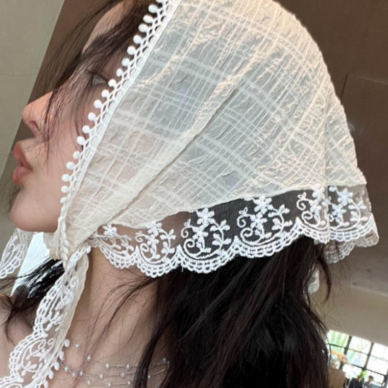 스카프 헤어커치프 반다나 얇은 머리띠 여성 두건 복고 면사포 헤드스카프 - 상품 이미지