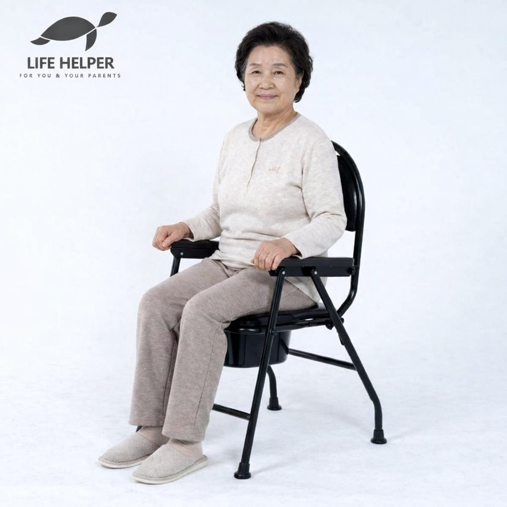 라이프헬퍼 접이식 이동식 화장실 변기 목욕 의자 좌변기 요강 노인 환자 임산부 LH-T1 - 메인 이미지