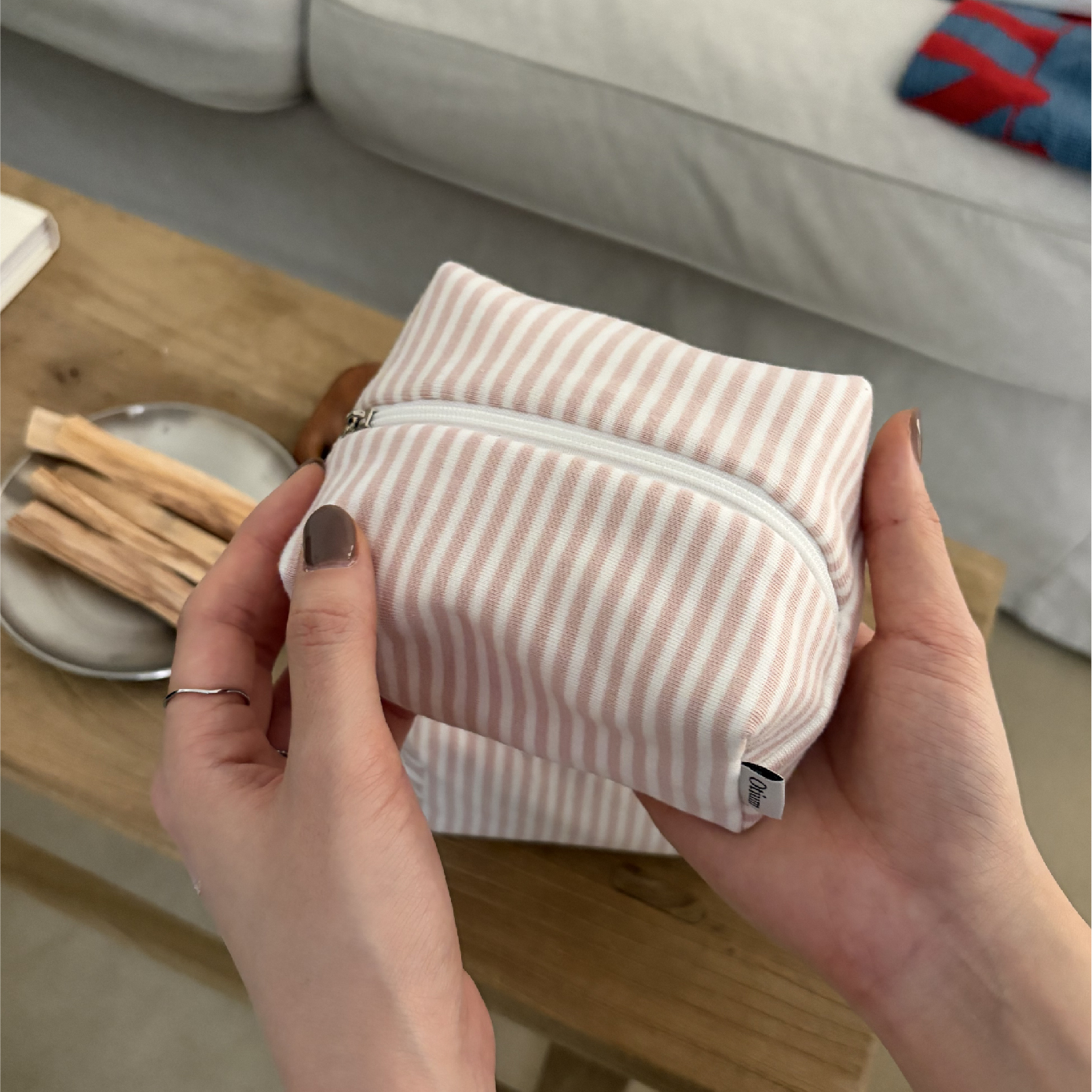 화장품 파우치 생리대 수납 미니파우치 오티움 핑크 2size - 상세 이미지 2