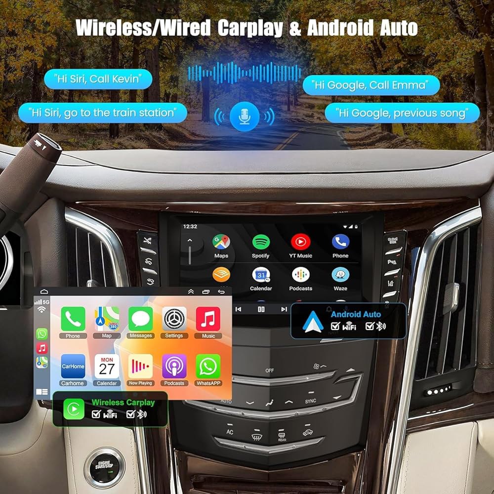 캐딜락 에스컬레이드 2013-2020용 안드로이드 13 무선 XTS 컨트롤/DSP 시트/Wi-Fi/에어 호환, SRX와 지원 라디오, 및 카플레이 라디오/난방 스크린/블루투스/내비 - 상세 이미지 2