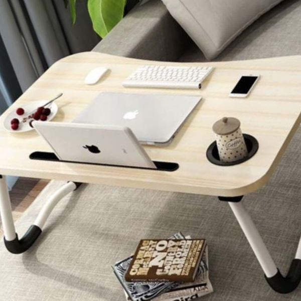 W형 스마트 컵홀더 접이식 미니테이블 베드트레이