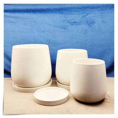 도자기 화분 무드니 볼링핀 흰색 무광 미니 탁상 도자기분