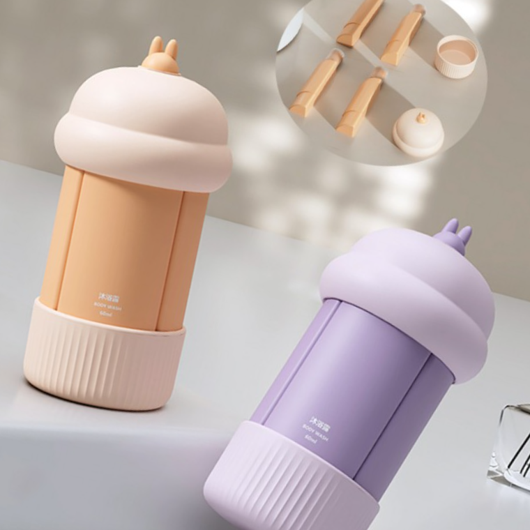 4 IN 1 여행용 실리콘 공병 샤워 디스펜서 샴푸 린스 스킨 로션 리필병 - 상품 이미지
