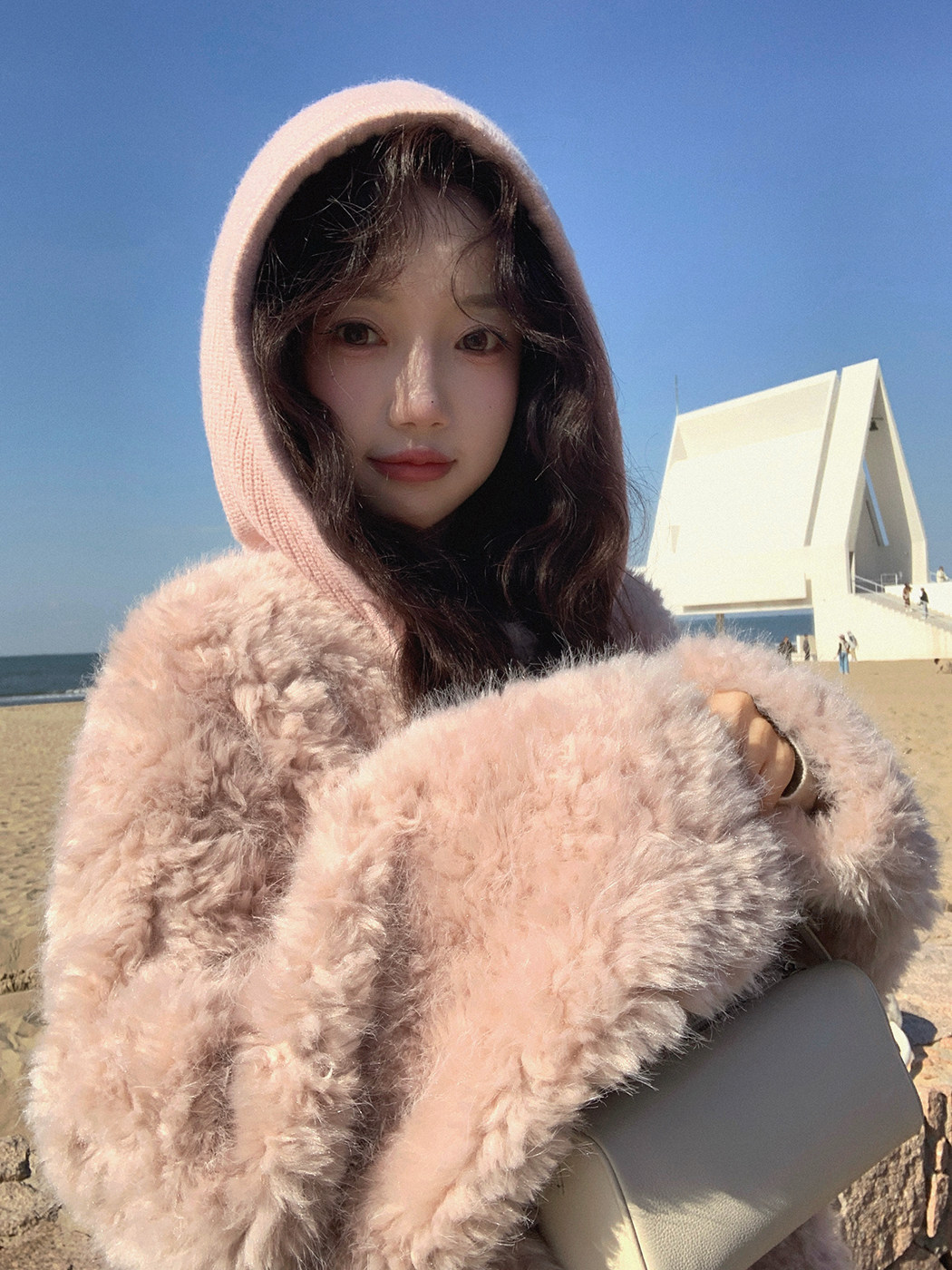ibell 양털자켓 페이크퍼 후드 퍼자켓 - 상세 이미지 2