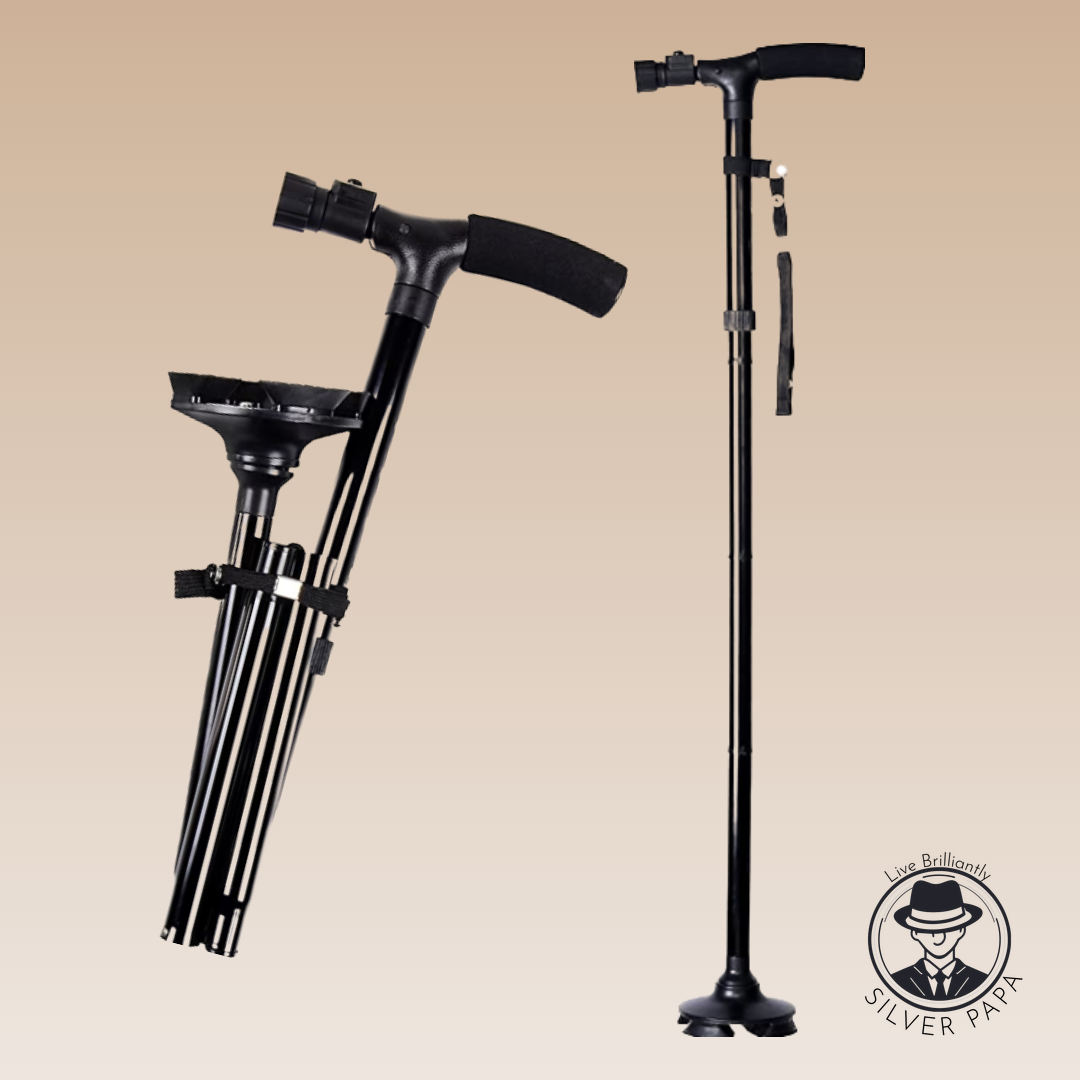 실버파파 지팡이 접이식 어르신 목발 네발 초경량 환자용 노인지팡이 제품 이미지