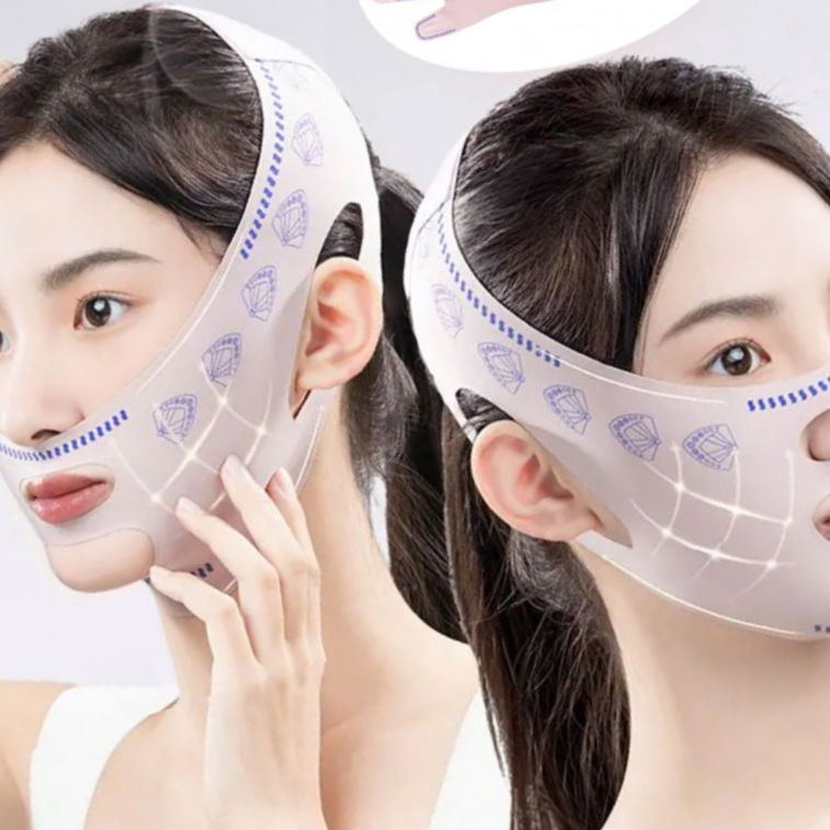 슬림핏 무봉제 3D입체 리프팅밴드 얼굴밴드 마사지 브이라인 땡기미 이중턱 사각턱 - 상품 이미지