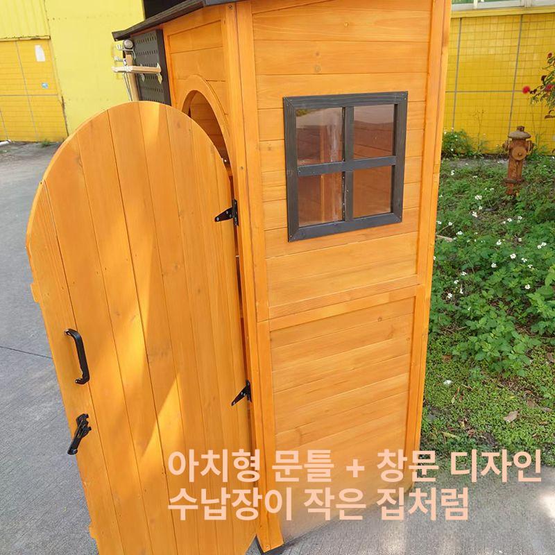 야외 수납장 간이 창고 농기구 보관함 텃밭 전원주택용 풀기능 온실형 수납장 - 상세 이미지 5