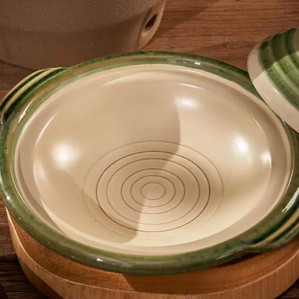 낮은 뚝배기 도자기 솥밥냄비 솥 그린 400ml 2cm 찌개 전골냄 A. 어시블루 20cm - 상세 이미지 3