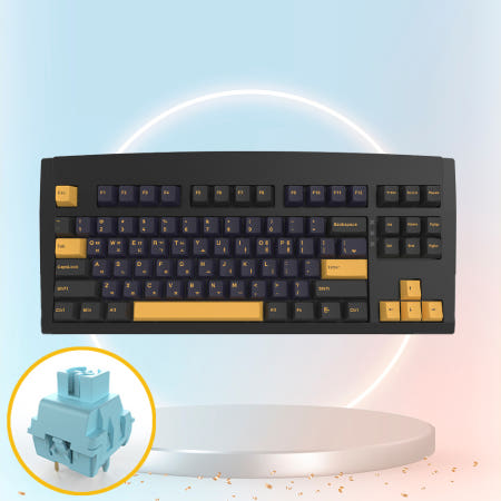 큐센 DT35 PBT 풀윤활 가스켓 유무선 기계식 키보드 블랙, 민트축 V1, 45g