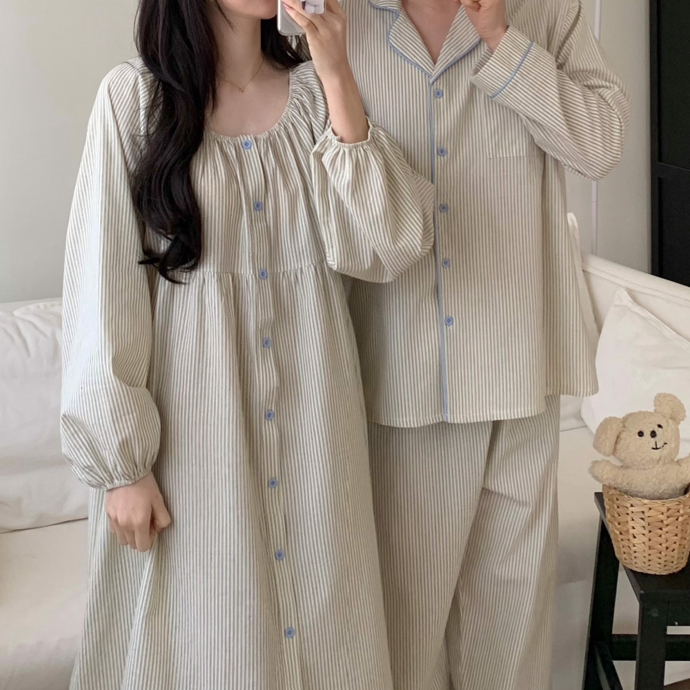 순면잠옷 신혼부부커플잠옷 면파자마 임산부 빅사이즈 공주 이벨라 홈웨어 - 상품 이미지