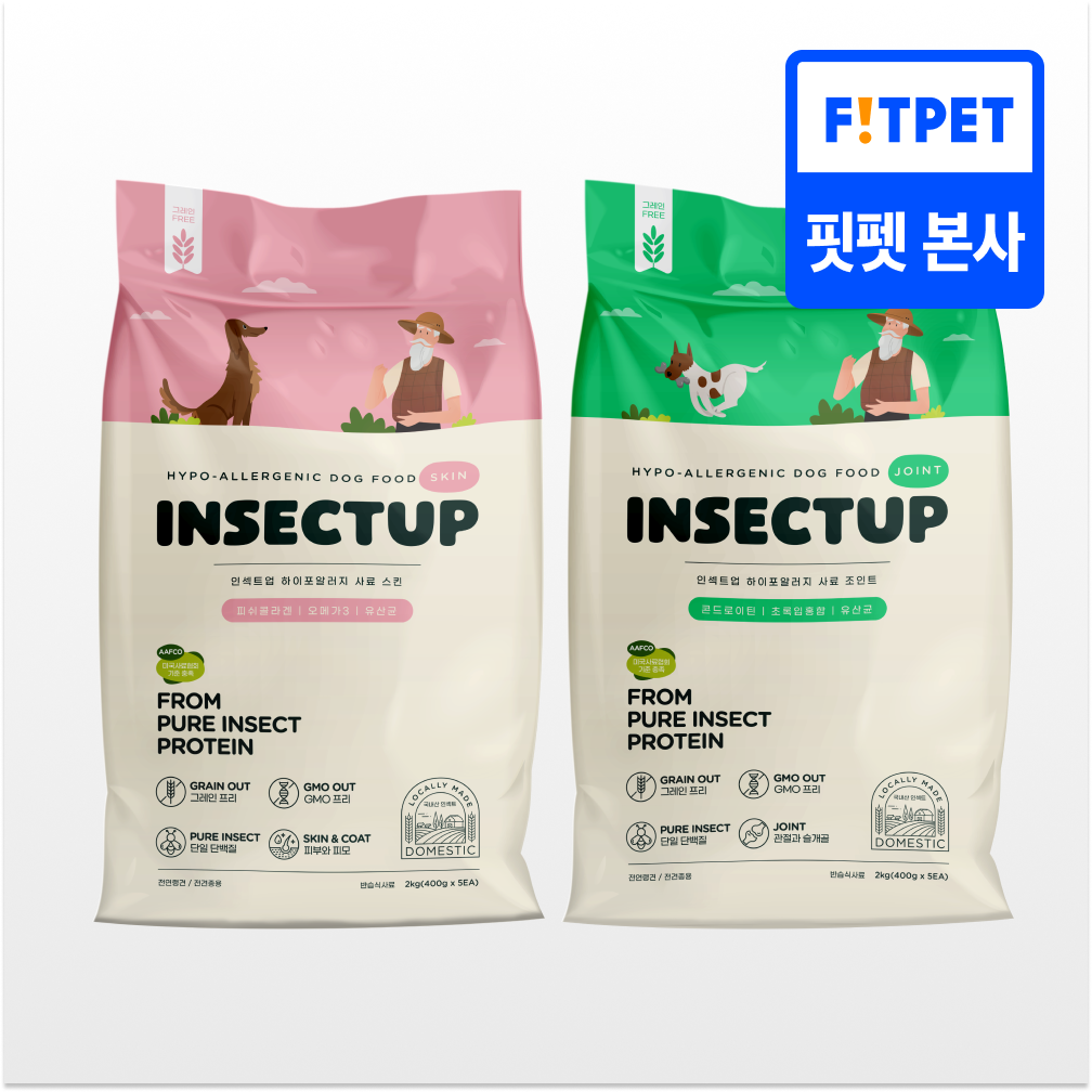인섹트업 강아지 사료 눈물 피부 알러지 애견 반습식 그레인프리 곤충사료, 4kg 제품 이미지