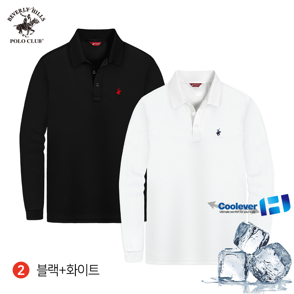 비버리힐즈폴로클럽 2PACK 남여공용 기능성 쿨에버 쓰리버튼 냉감 긴팔 카라 티셔츠 - 상세 이미지 3
