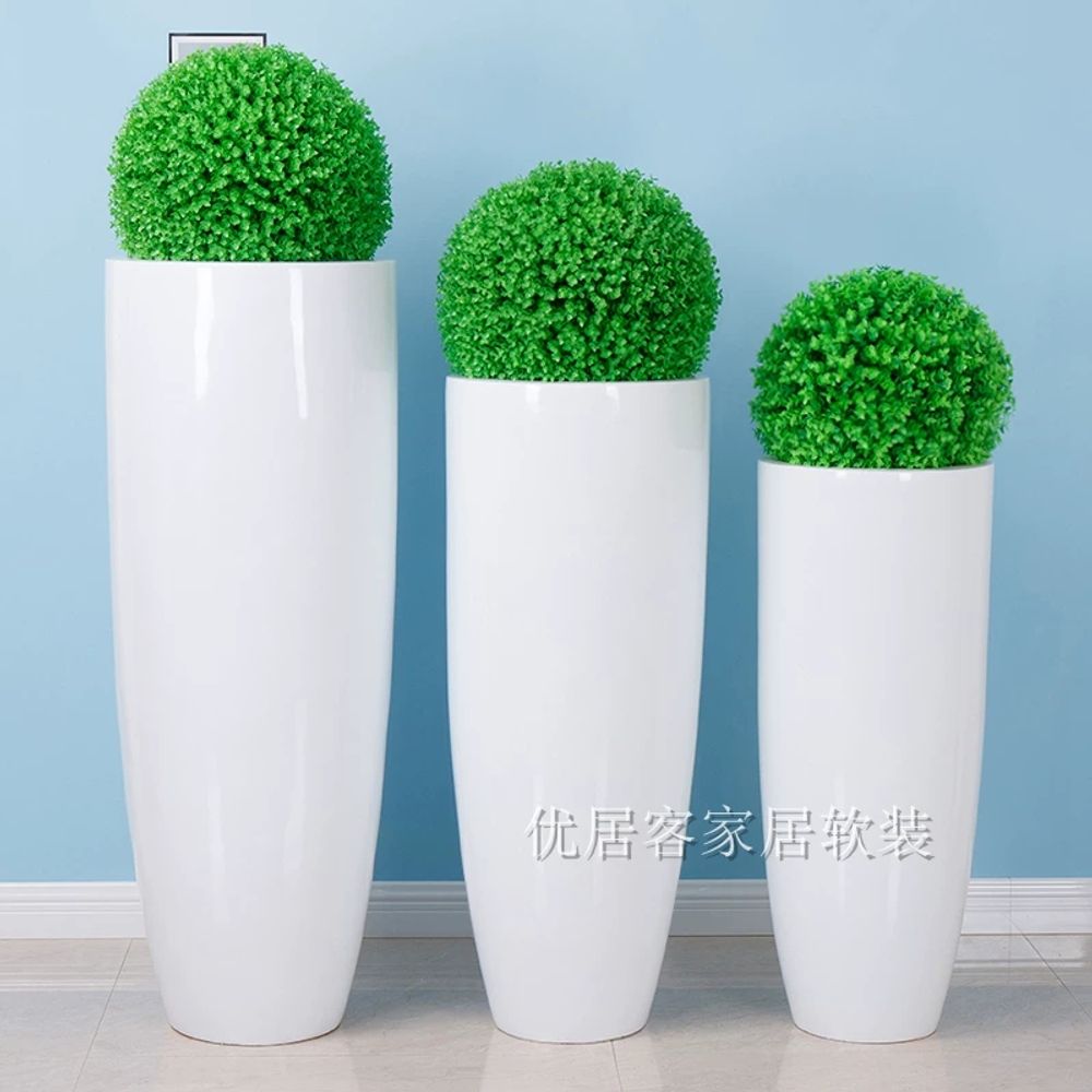 대형 화분 원형 36x36x90cm 플라스틱 유리섬유 원형 분갈이 D. 흰색 5340cm - 상세 이미지 2
