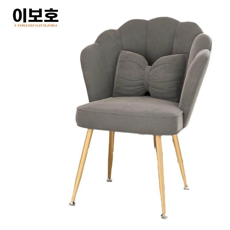 파우더룸 리본 의자 공주 핑 AK. - 라운드 스툴 라이트 럭셔리 골드 다리 스펀지 스타일 - 상세 이미지 5