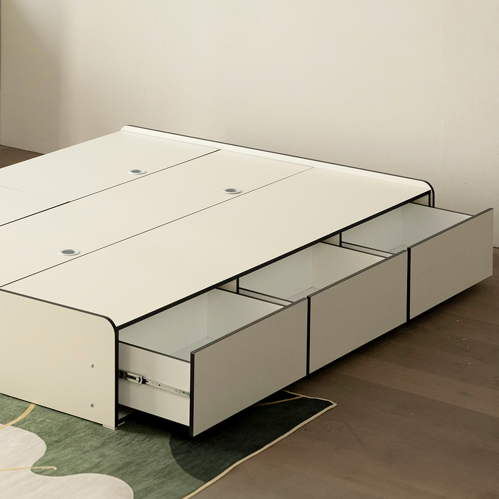 무디켄 도도도 무헤드 수납 헤드리스 침대 프레임 무헤드형, SS 슬라이딩, 블랙+우드엣지