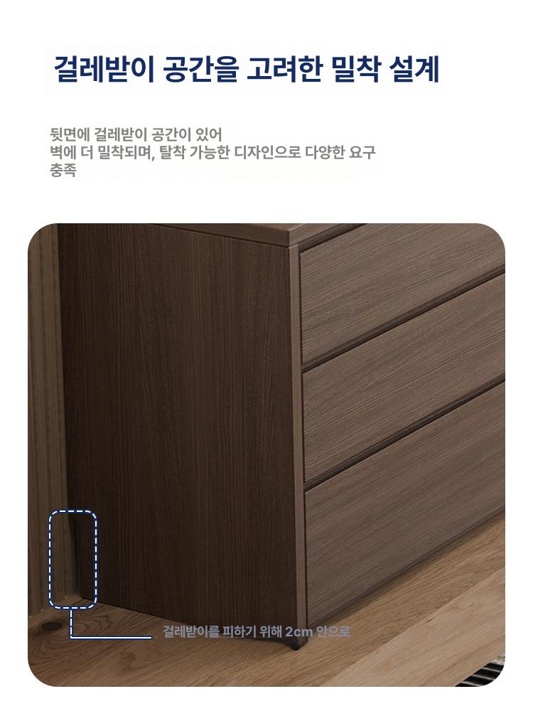 서랍형 모서리 책상 북유럽 침실 서랍장 메이크업 콘솔 1m 0.65m 3단 방향 메모 원목 완전 조립 완료 - 상세 이미지 4