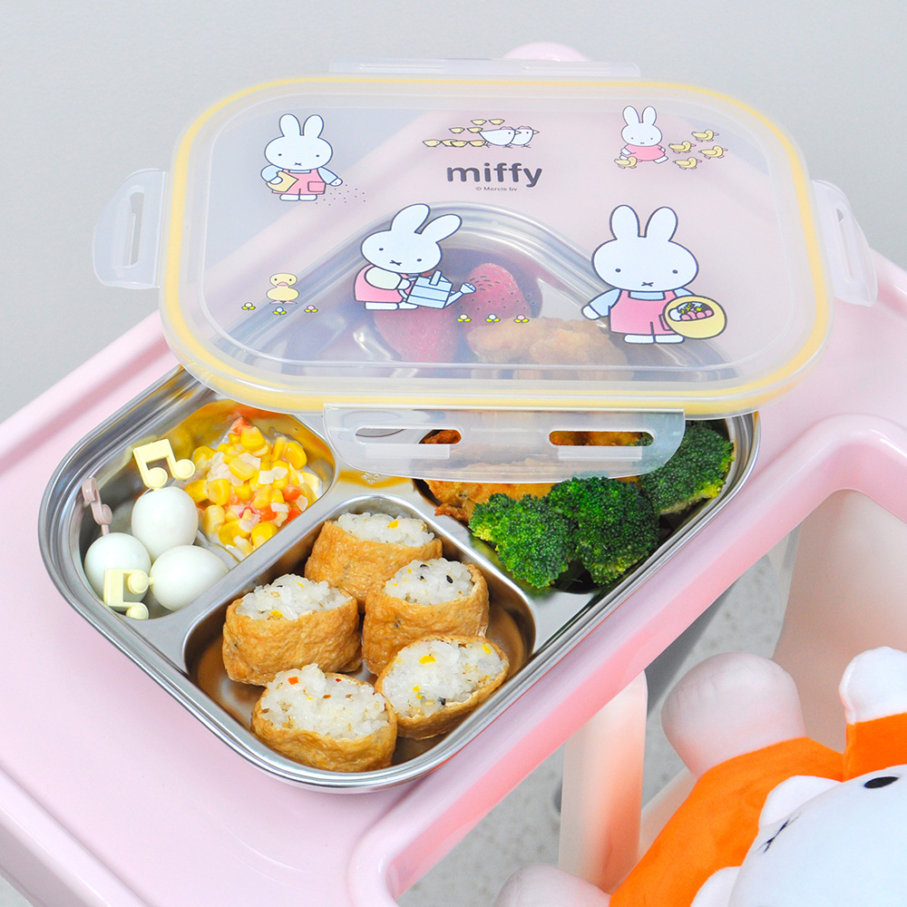 키친유 유아 돌아기 파스텔 미피 어린이집 유치원 국산 스텐 4찬 식판 뚜껑 도시락 가방세트 - 상세 이미지 3