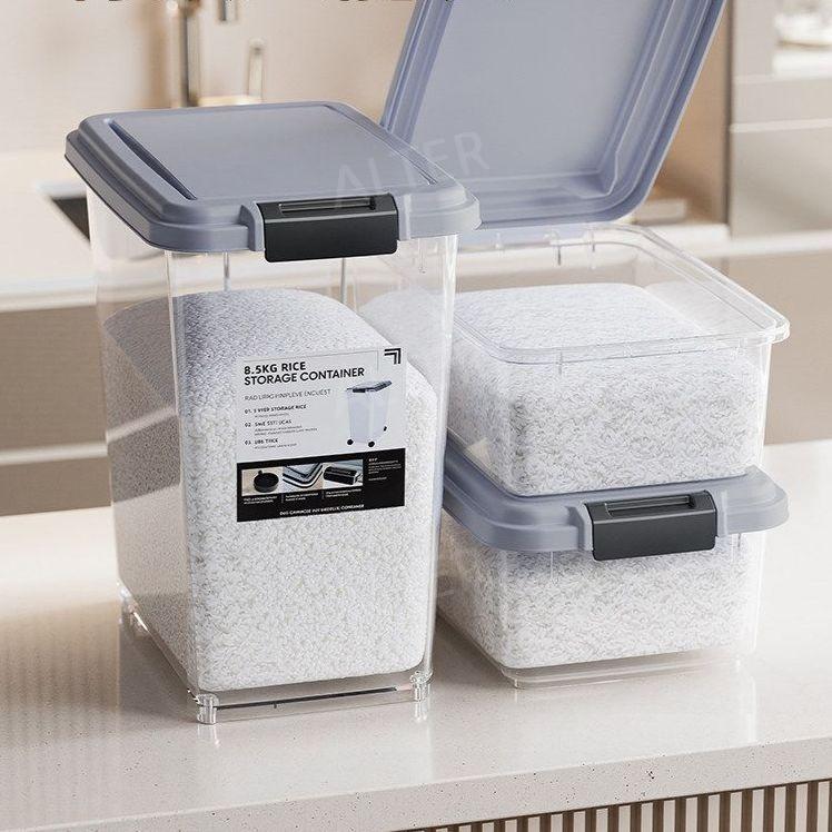 쌀통 밀가루통 원터치 이동식 고급 업소용 스테인리스 밀폐 회색 30kg/25kg 세트 - 상세 이미지 5