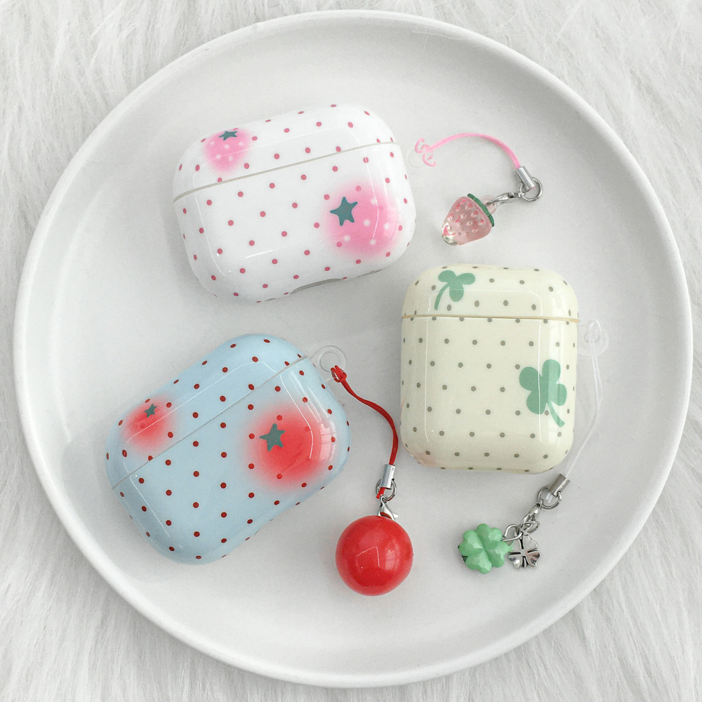 파스텔 도트 키링 에어팟 케이스 프로3 4세대 2 1 귀여운 과일 TPU 제품 이미지