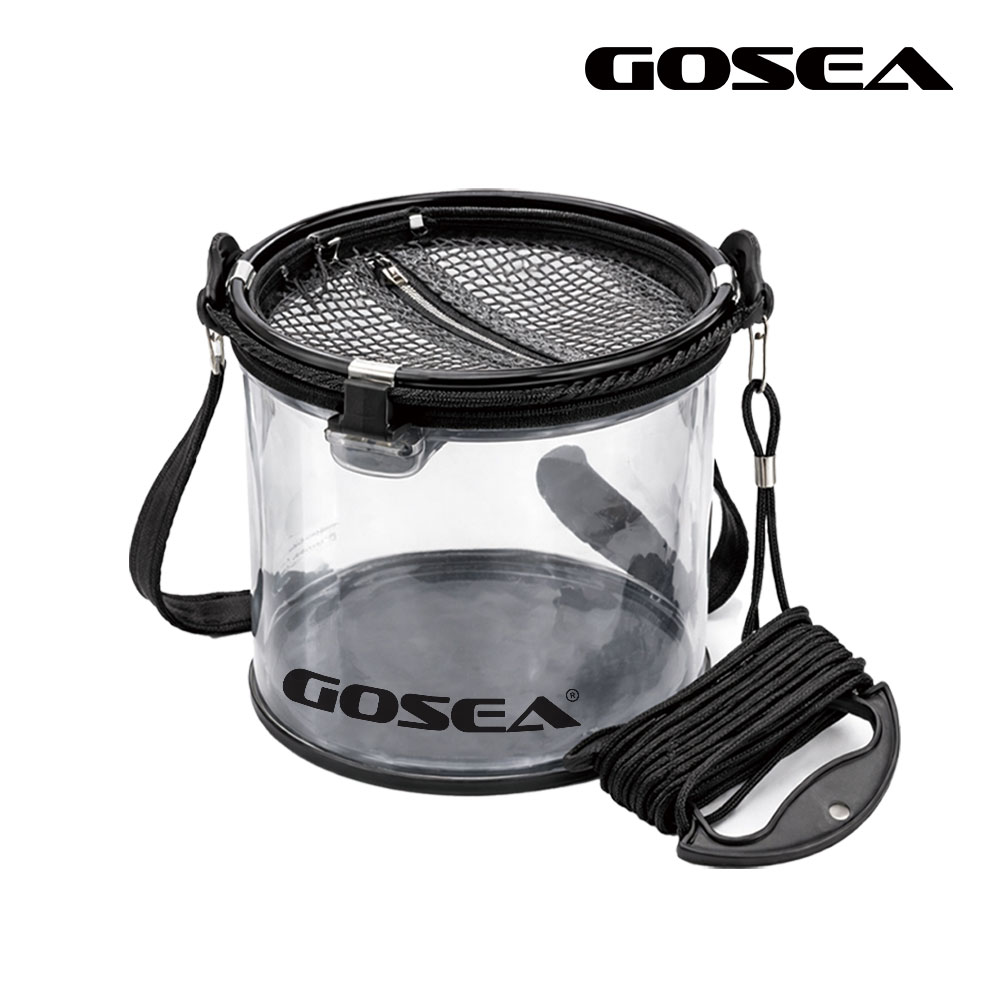 GOSEA 원형 투명 두레박 물고기 살림통 갯바위 물통 18cm - 상품 이미지