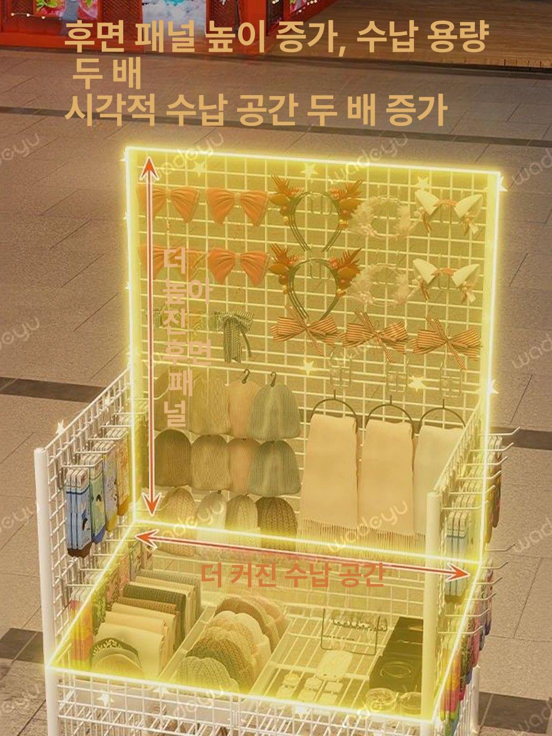 접이식 매대 행사용 판촉 업소용 이동식 매장 홍보 야외 화이트 80cm 바퀴 + 2칸4칸막이 A - 상세 이미지 4