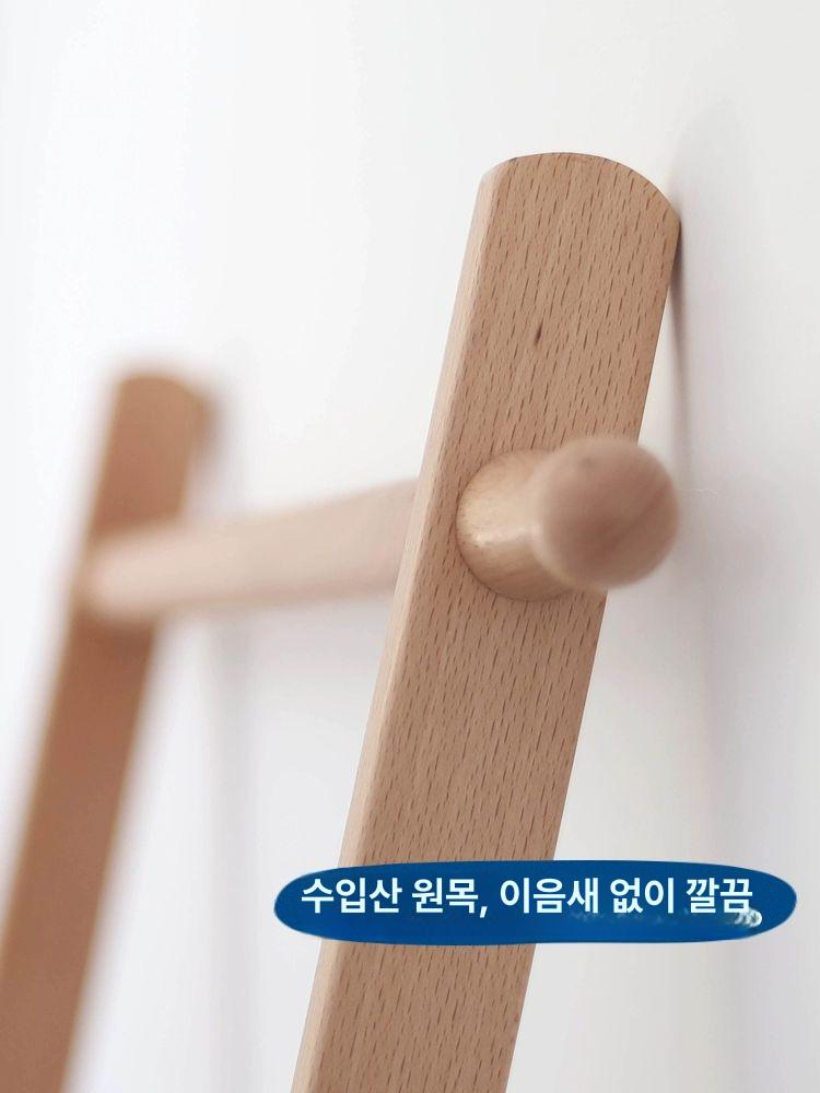 사다리형 선반장 카페 진열장 거실 선반 원목 침실 수납 비치우드 짧은 4단 패브릭 가방 포함 - 상세 이미지 5