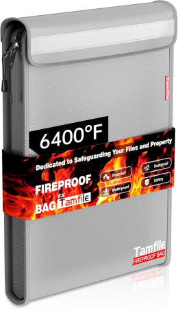 Lungern GC [해외]지퍼가 달린 6400 °F 방화 문서 가방 포켓 2개가 15인치 x 11인치 방수 돈 A4 A5 법정 크기 귀중품 문서(회색)를 위한 안전한 중요 정리함 Grey 15 x