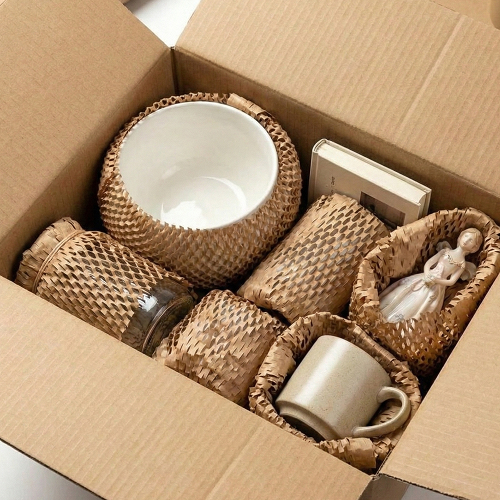 종이완충재 종이뽁뽁이 벌집형 포장지 친환경 완충재 크라프트, 38cm X 50M(연신후80M), 1개 - 상세 이미지 4