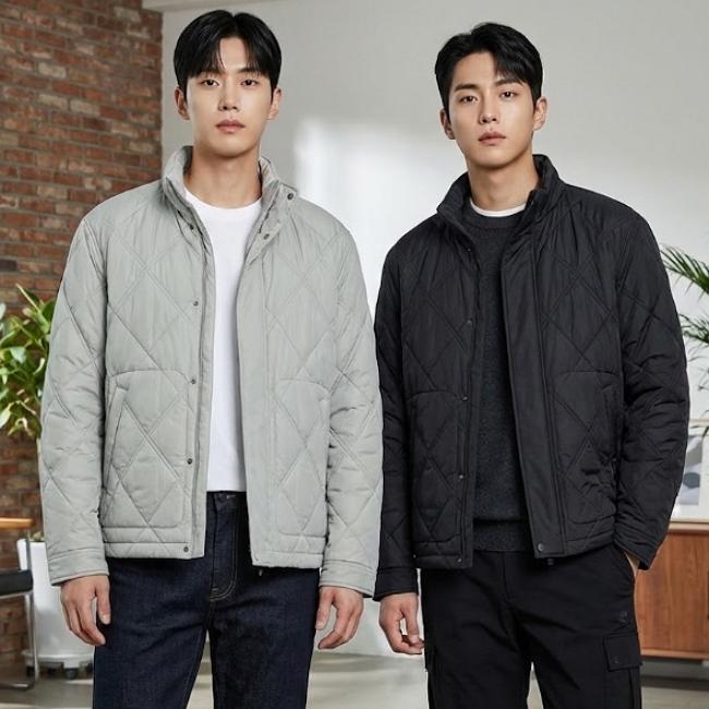 네파 남성 간절기 다이아몬드 퀄팅 아우터 미들 패딩점퍼 - 상품 이미지