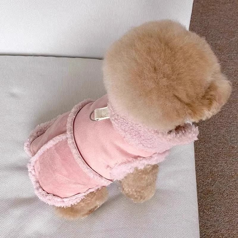 강아지무스탕 겨울 강아지 아우터 스웨이드 산책용 애견의류 브라운 XS - 상세 이미지 4
