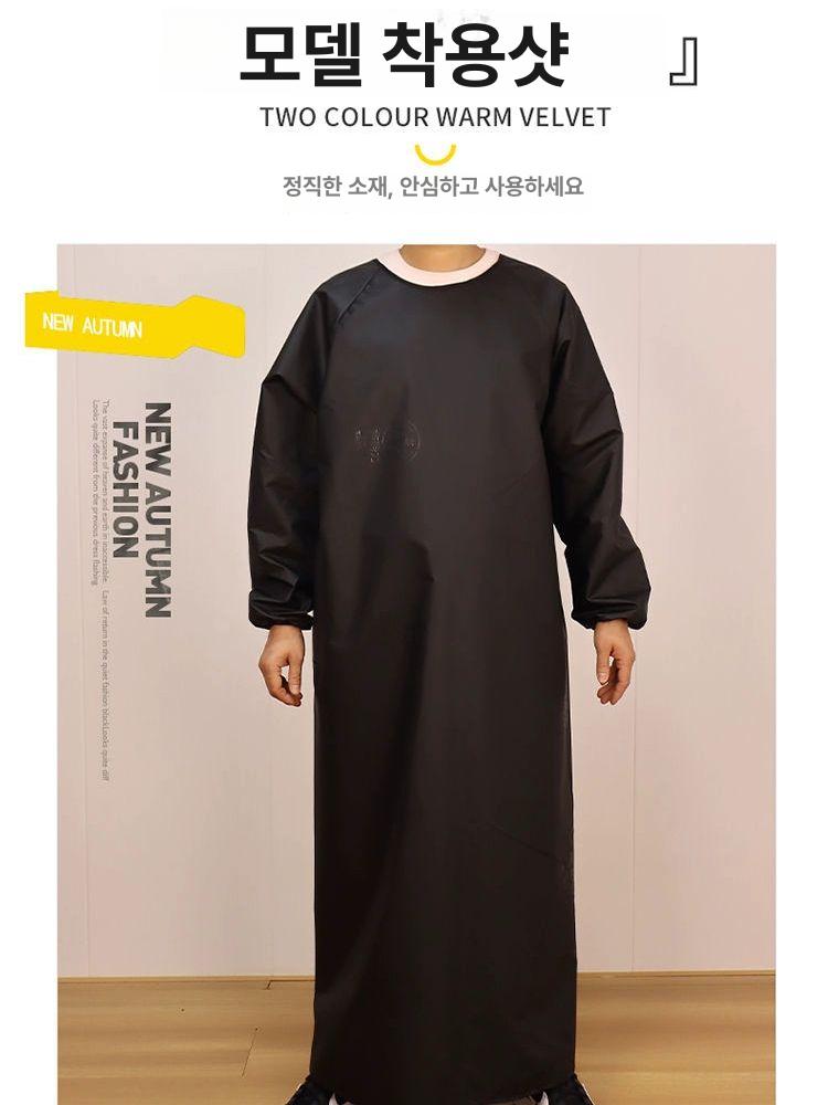애견 미용 업소용 네일샵 미용사 작업복 바리스타 긴팔 블랙 옥스퍼드 코팅 110길이 - 상세 이미지 4