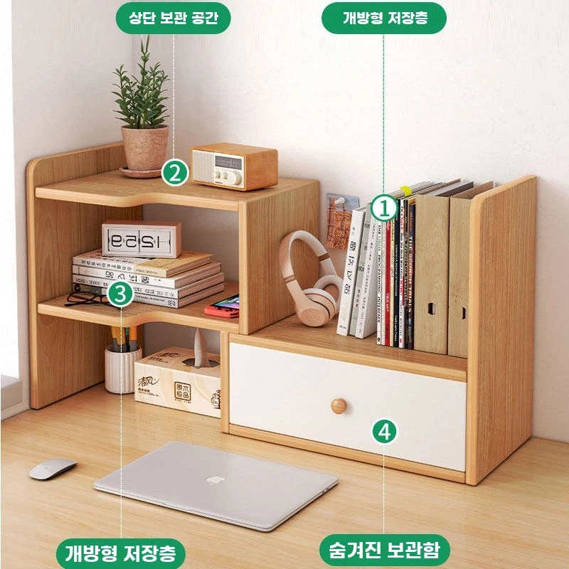 책상위 수납장 정리대 사무실 데스크 선반 탁상 틈새 공간 A. 화이트 심플한 스타일 - 상세 이미지 4
