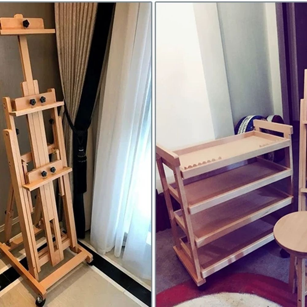 이동식이젤 대형 원목 스탠드 기본형 접이식 나무이젤 A. 너도밤나무 이젤 - 상세 이미지 4